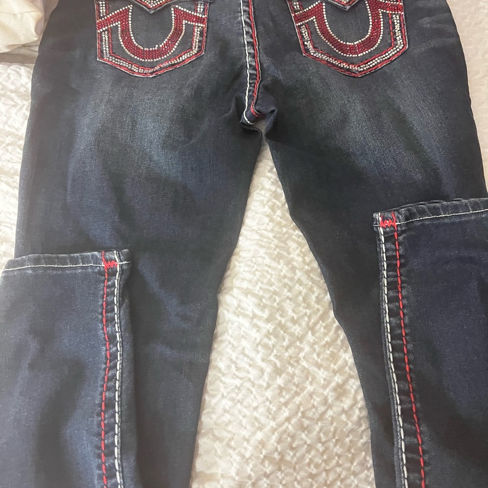 True Religion Black Skinny Jeans with Red Stitching